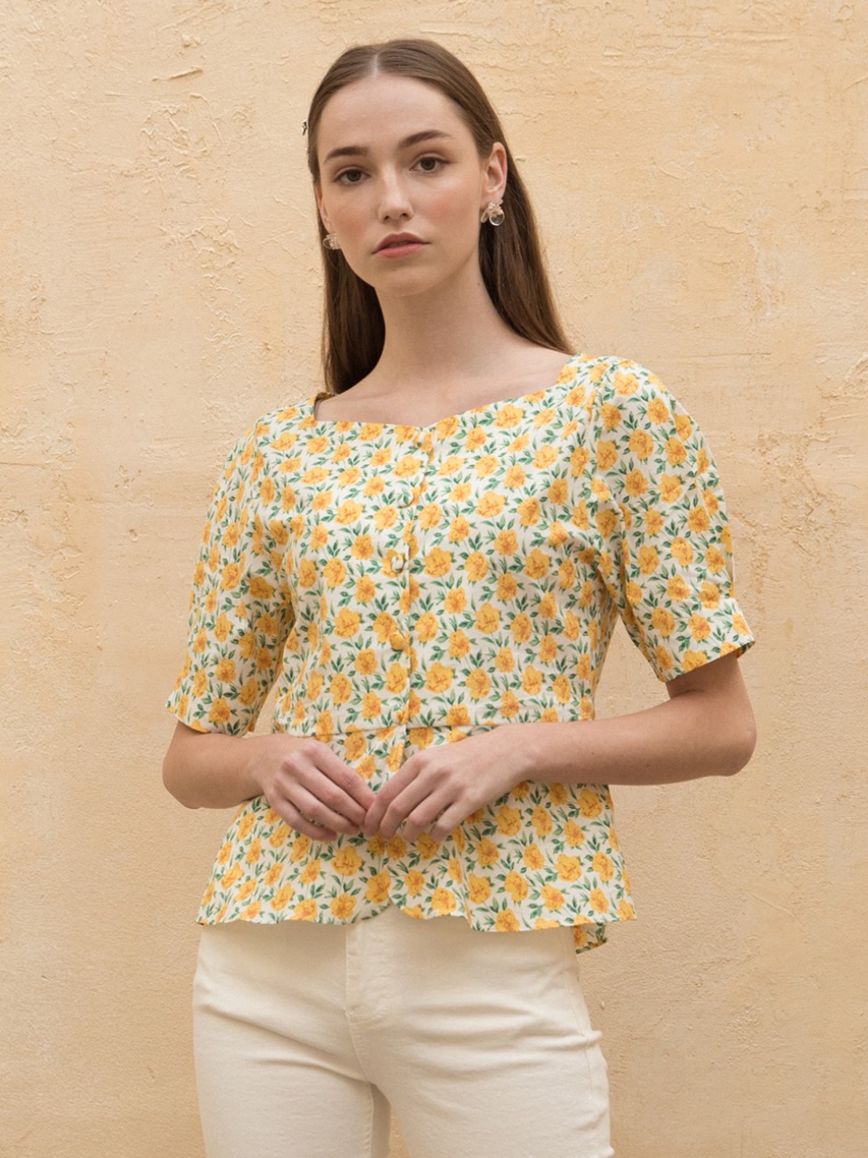 Flower Flare Blouse Yellow